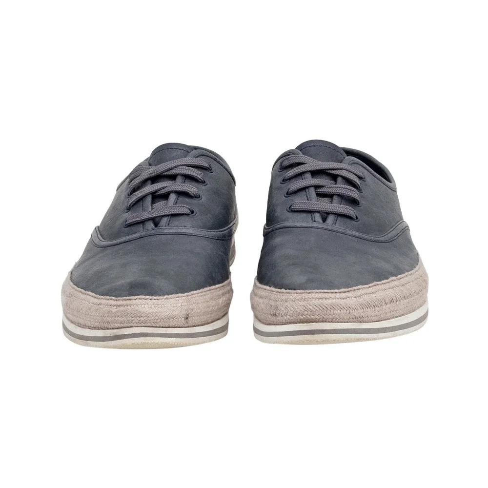 $790 PRADA Aged Leather ESPADRILLE HYBRID Navy SNEAKERS‎ EU 41 UK 8.5 US 9.5